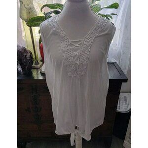 3X Sleeveless White Knit Top by New York Laundry Lace Front Soft Lightweight